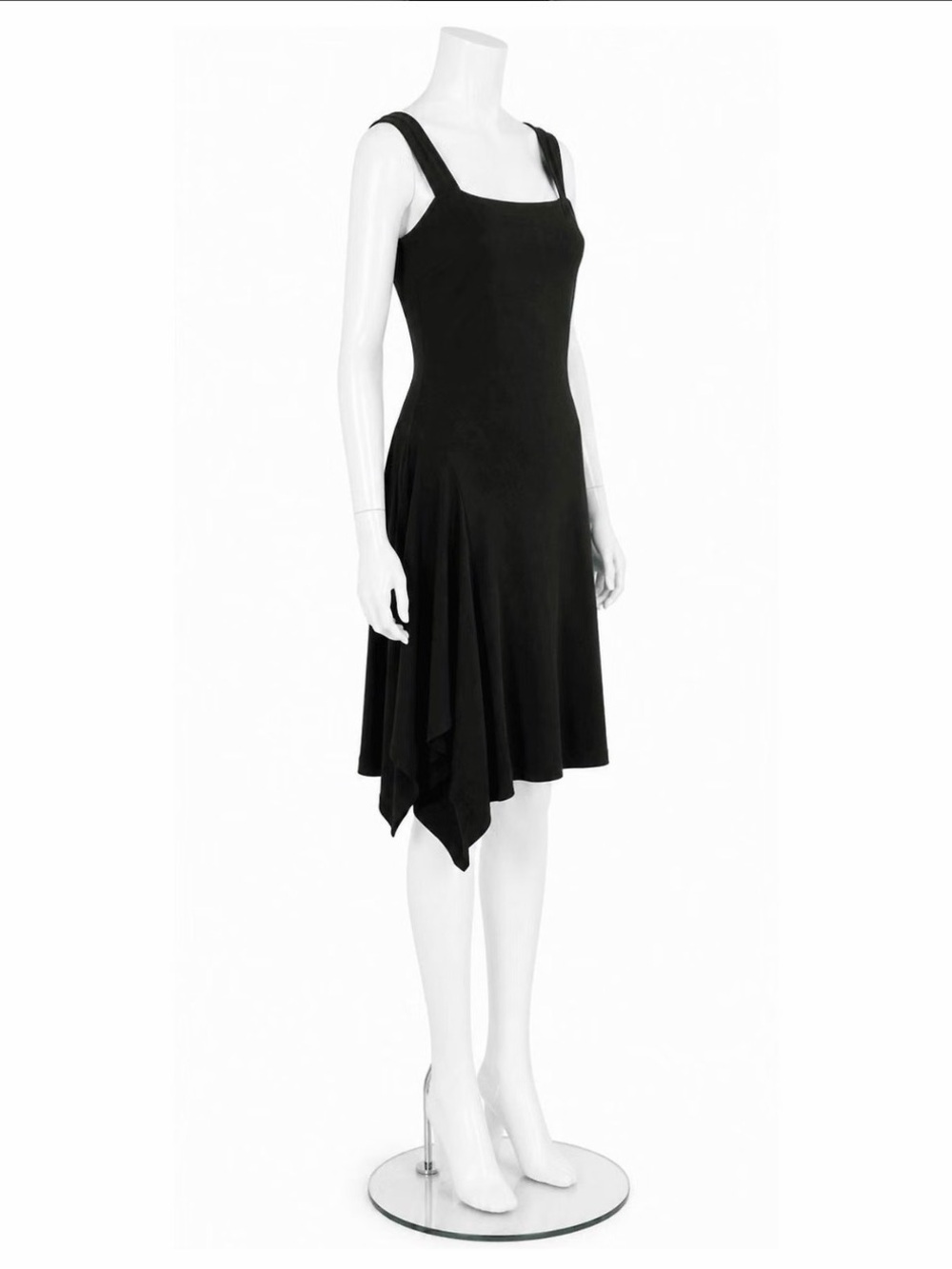 Vintage Diane von furstenberg Asymmetric Hem Square Neck rayon black Dress